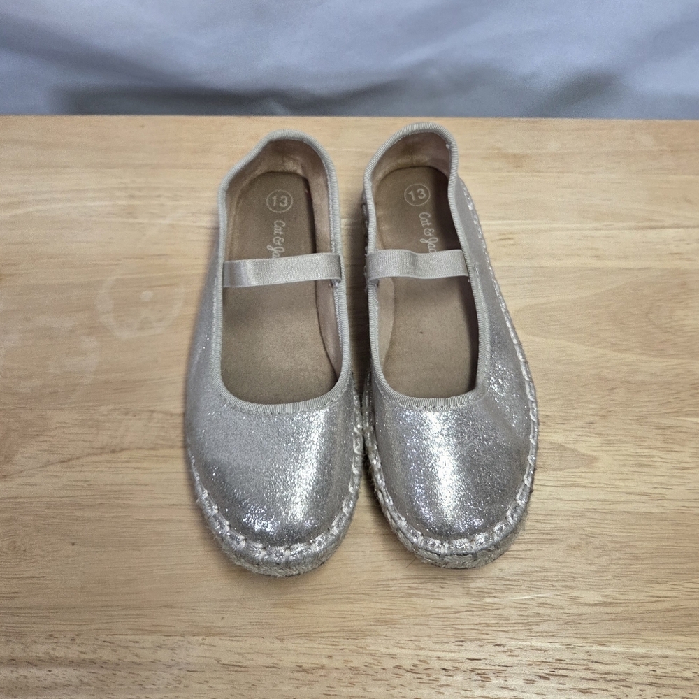 Cat & Jack Ballerina Flats Metallic Gold Toddler 13 Espadrille